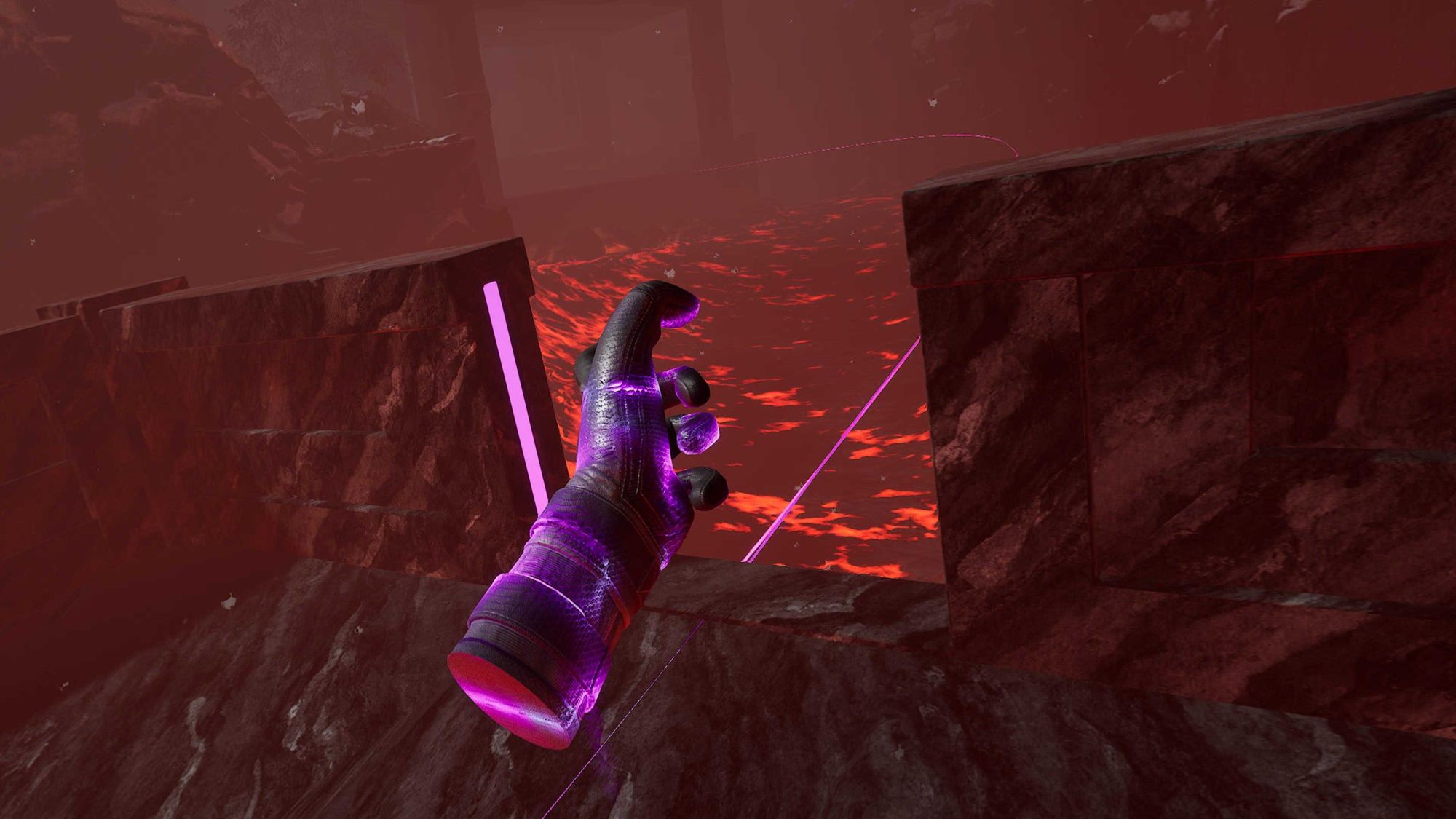 Synapse review screenshot - telekinesis moving a platform over lava